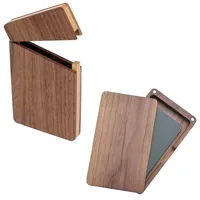 Wooden Business Card Holder Portable Magnetic Closure Business Card Case Walnut Wood ID Name Card Sleeve for Men Women Office 1