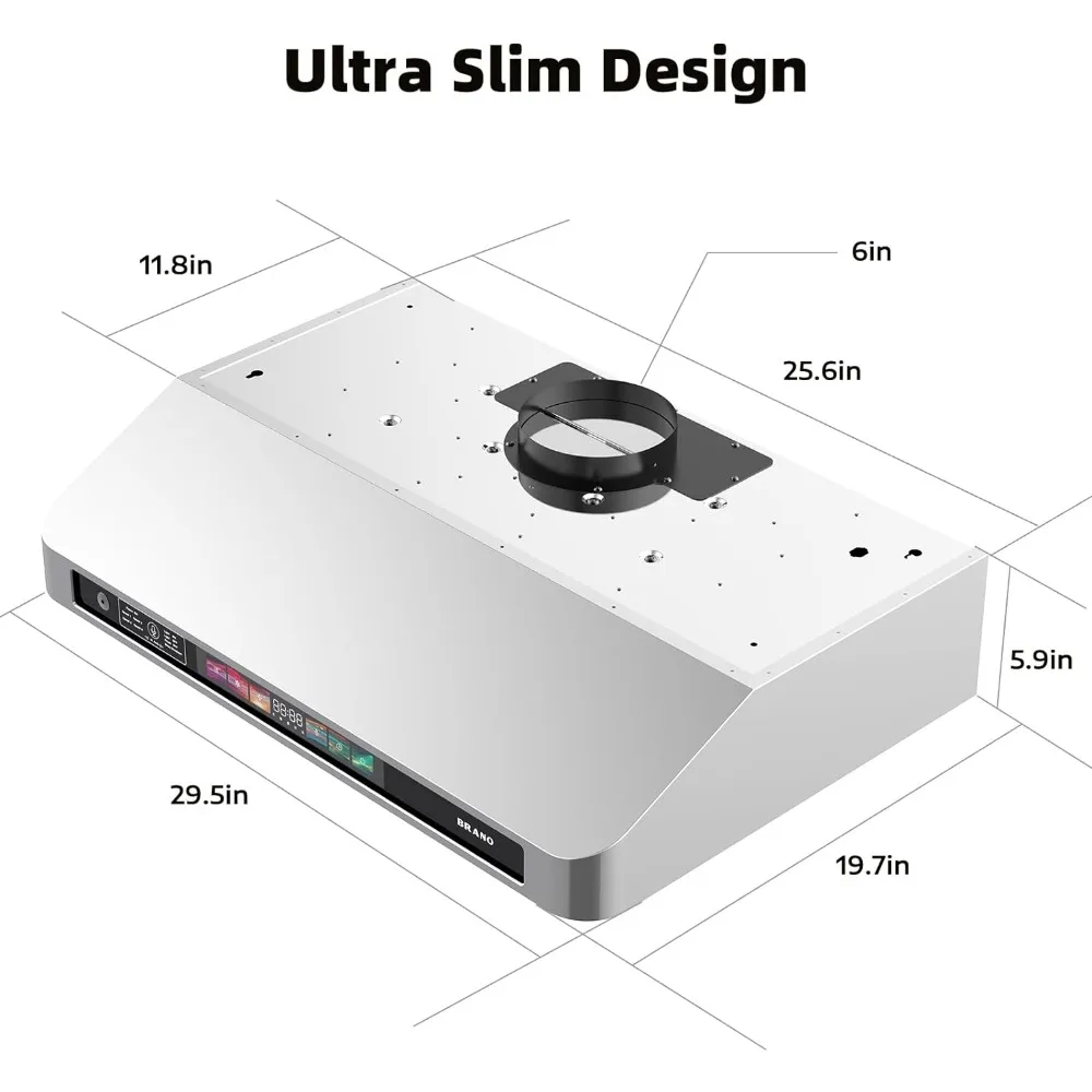 Range Hood, 30 Inch Under Cabinet with Voice/Gesture/Touch Control, 900 CFM with 4-Speed Exhaust Fan, Range Hood 6