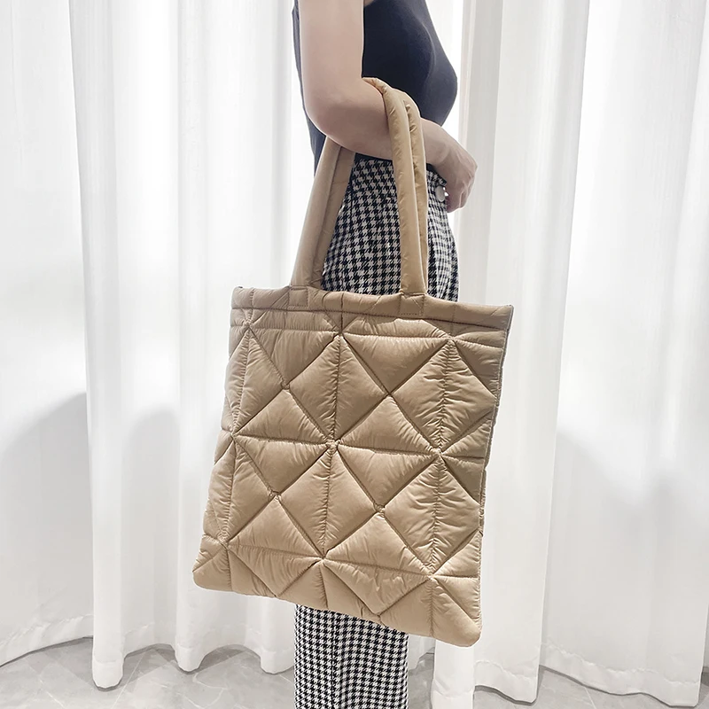 

Винтажная Повседневная однотонная универсальная дизайнерская сумка с ромбовидной решеткой, осенняя Новая модная стеганая сумка-тоут