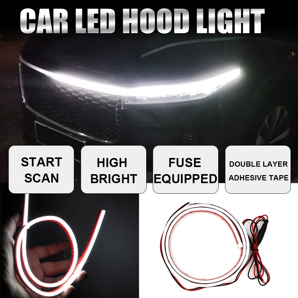 High Bright Car Hood Light Led Daytime Running Light Tail Auto Dynamic Flow Styling Lamp Guide