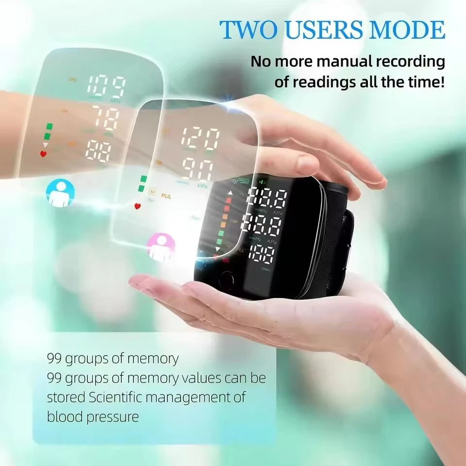 Rechargeable Wrist Sphygmomanometer Blood Pressure Monitor Medical English/Russian Voice Digitlal Tensiometro Health Tonometer