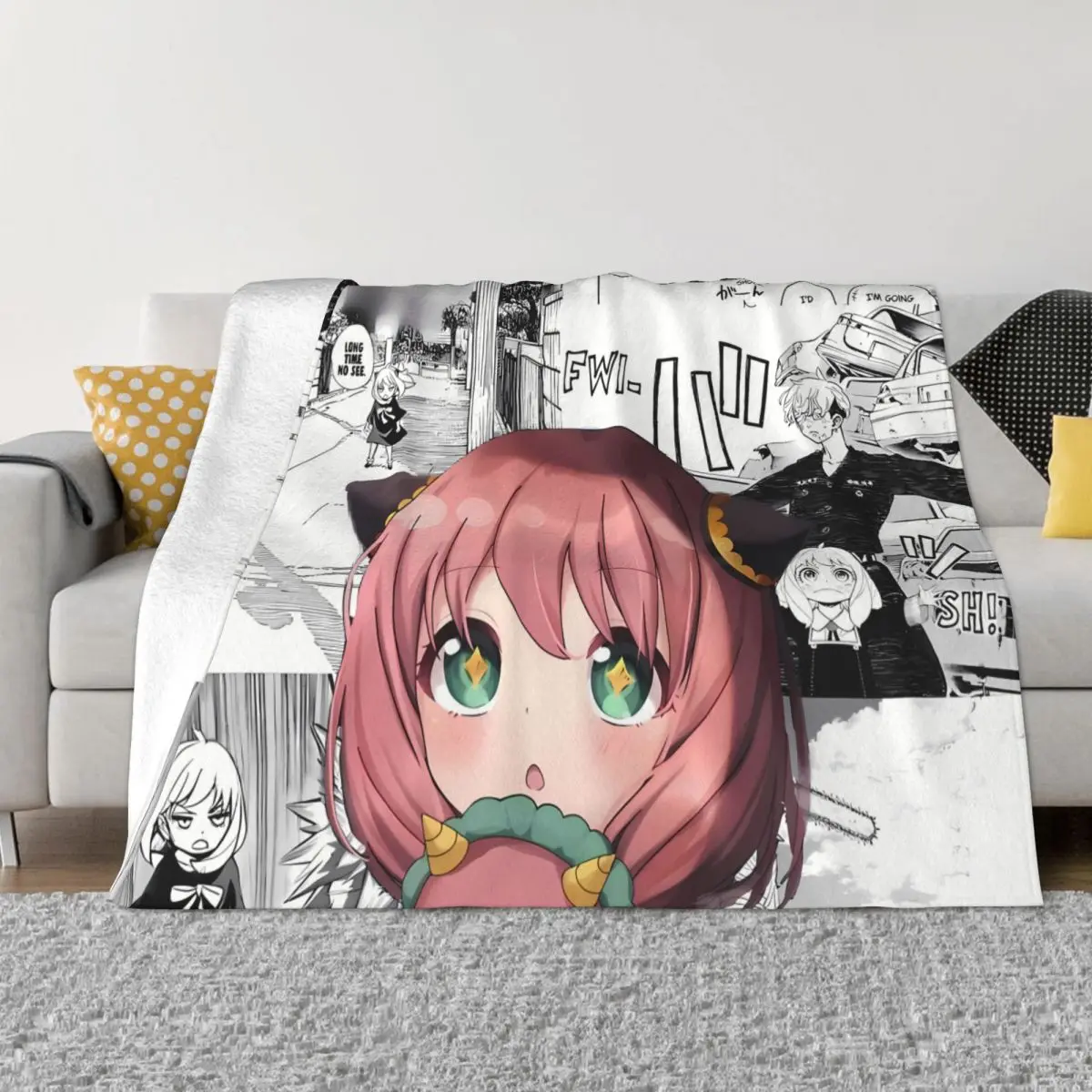 

Spy X Family Anime Blanket Flannel Anya Forger Cozy Soft FLeece Bedspread