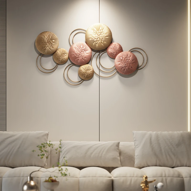 

Металлическая подвеска для гостиной, украшение для стены, диван фон украшения на стену, роскошное современное круглое украшение для стены