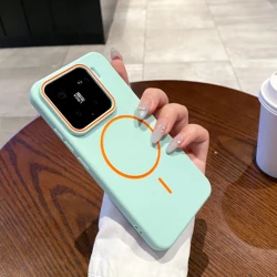 Soft TPU Frosted Magnetic Case with Wireless Charging & Shockproof Protection - Xiaomi 17Pro Max (Cyan)