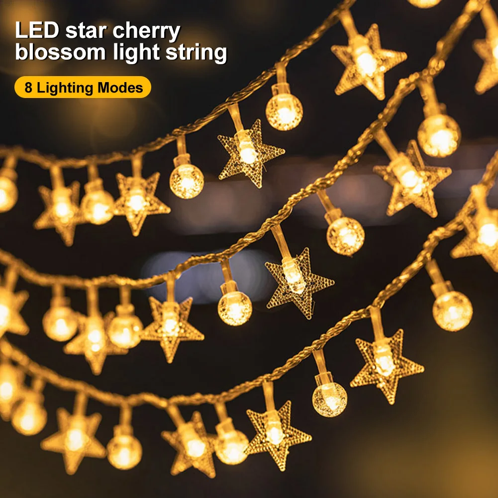 

Christmas String Light Indoor Outdoor Battery Operated LED Bulb Star Strip Light with Remote 8 Modes Christmas Party Home Decor