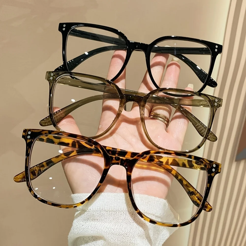 KLASSNUM Anti-Blaulicht-Dekorationsbrille für Damen, transparent, großer quadratischer Rahmen, Computer-Flachlicht-Modebrille 2026 – Detail 10
