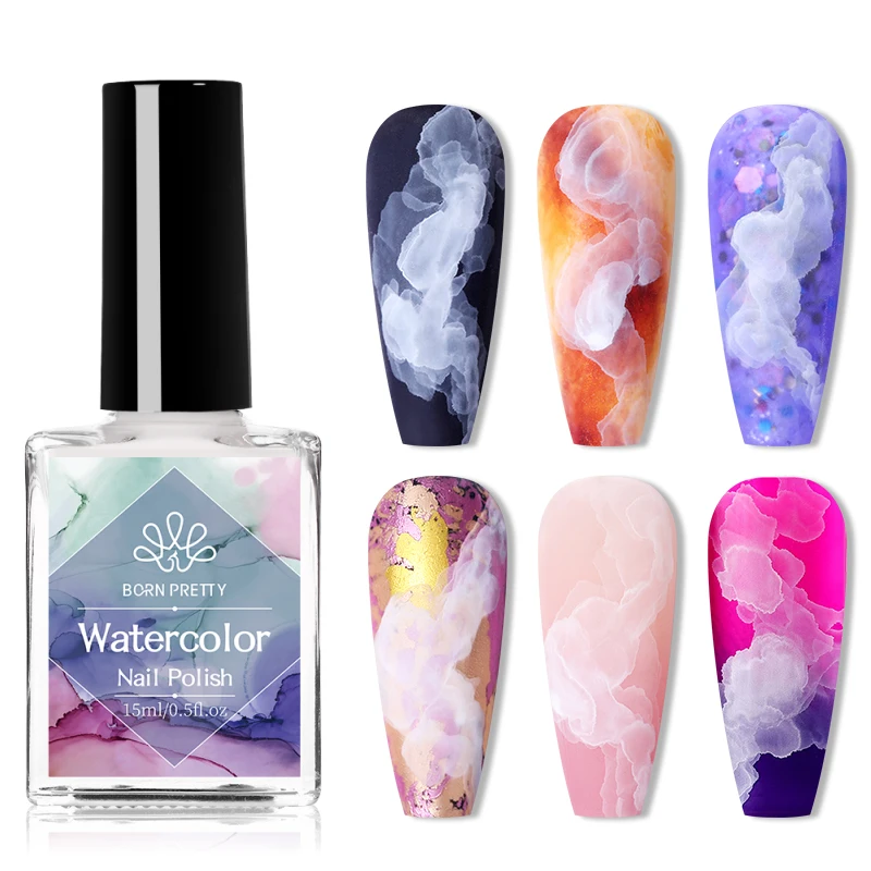BORN PRETTY White Blossoming Gel 15ml UV LED Soak Off Nail Art Polish For Spreading Effect Marble Nail Polish Gel Watercolor 1