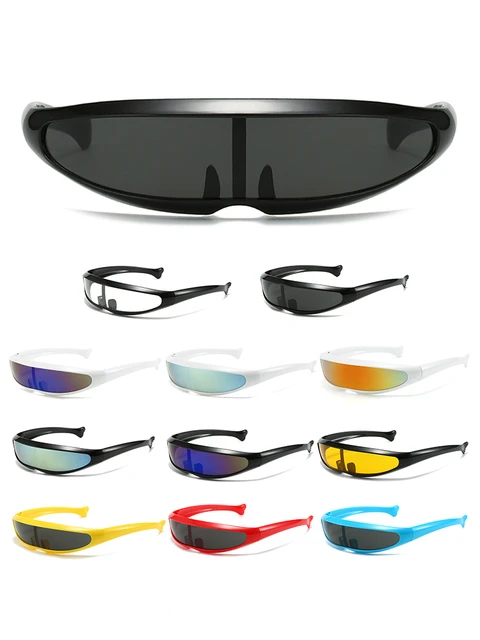 Lunettes de soleil en miroir futuriste, Alien, accessoires fantaisie,  drôle, élégant, parfait pour le cyclisme - AliExpress