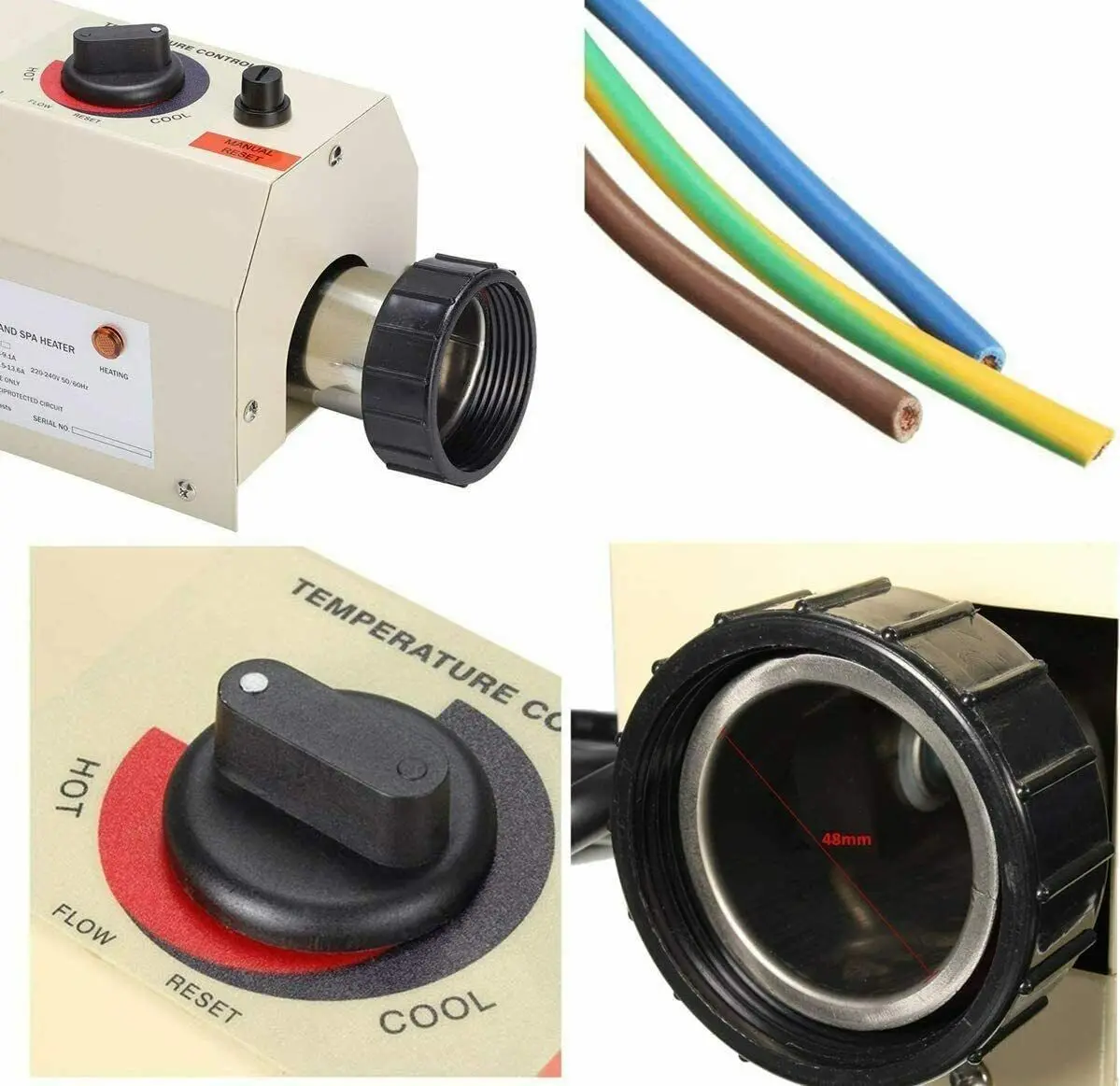3KW 220V Pool Heater Electric Swimming Pool and SPA Bath Heating Tub Water Heater Thermostat Swimming Pool Accessories 5