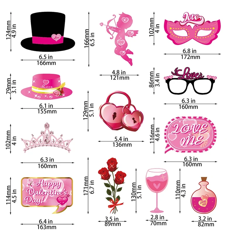 Pack Of 35 Valentine Day Party Decorations With Kiss Signs For Romantic Celebrations