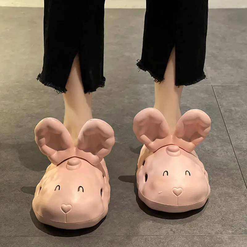 

Kawaii Bunny Slippers Summer Lolita Women Slippers Cute Cartoon Rabbit Gilrs Slides Beach Shoes Lovely Animals Sandalias Mujer