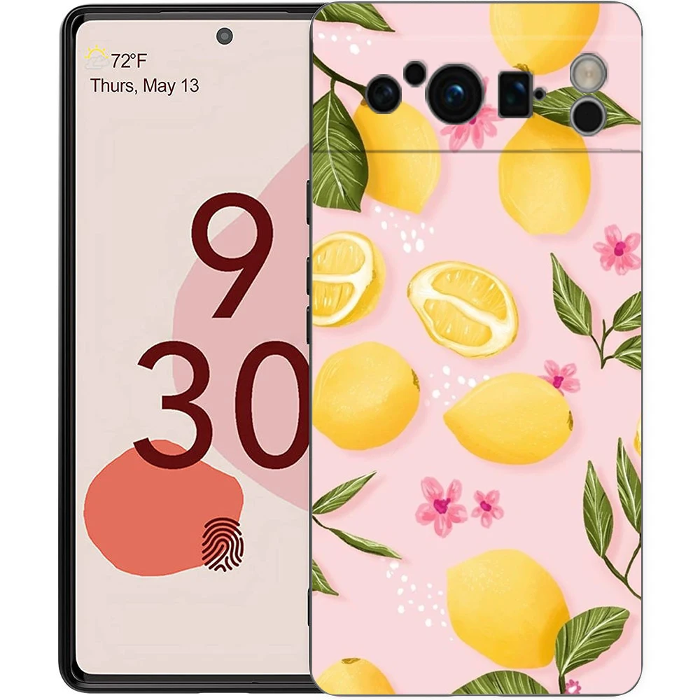 Vintage Lemon Design Shockproof Phone Case - Black Soft TPU Cover