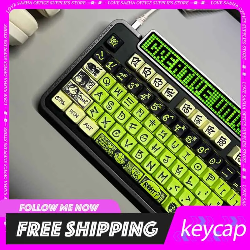 

Ninego Keycap 135key Mda Pbt Keycaps Custom Cartoon Green Individuation Keyset For Desktop Computer Keyboards Gifts