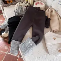 Thiened Fce Children's Casual Pants Trousers for Girls Winter Warm Boting Clothes Polyester Fiber mid Waist Long Pants