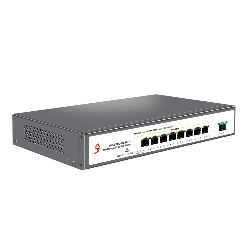 XikeStor 심플 L2 관리형 POE 이더넷 스위치, 8 포트 2.5G POE RJ45, 1 포트 10G SFP + 스위치 웹 관리 VLAN/포트 집계
