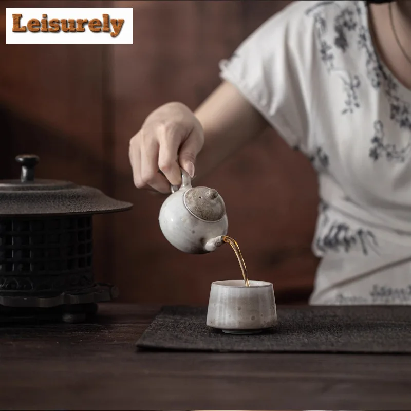 100ml Ink Painting Wood-fired Porcelain Teapot Retro Tea Infuser Pot Tea Brewing Kettle With Ball Hole Tea Services Decoration