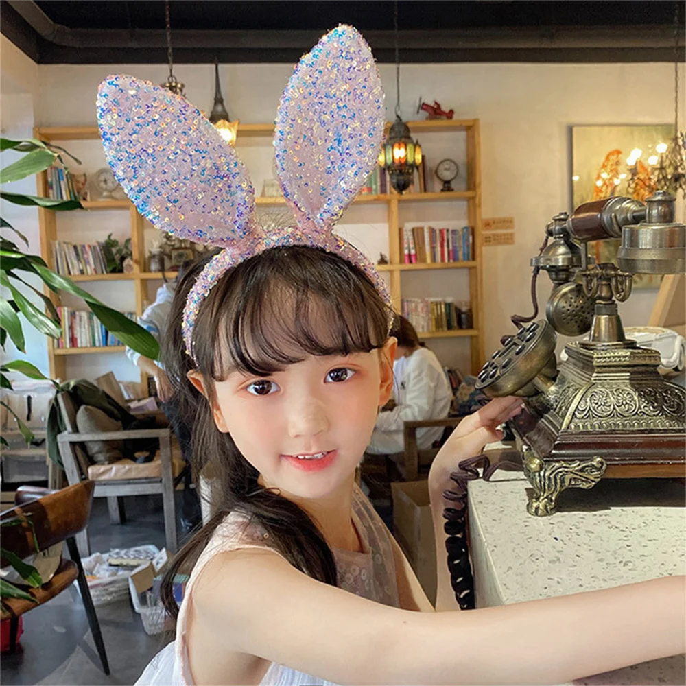 Cerchietto Con Orecchie Da Coniglio In Peluche Viola, Per Donne E Bambini, Con Filo Pieghevole, Accessorio Per Pasqua, Feste A Tema E Cosplay, 1 Pezzo - 3