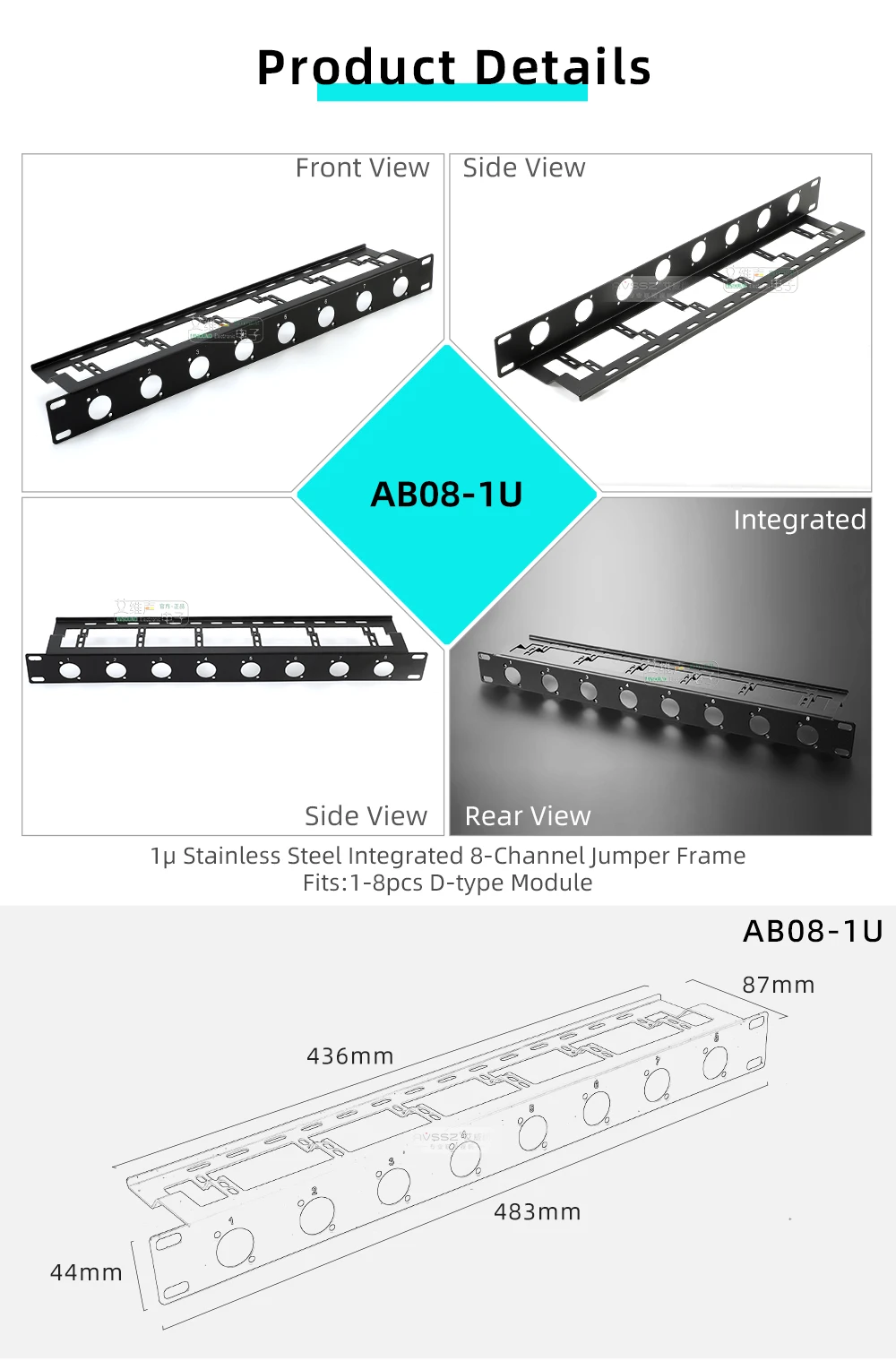 86 Panel 8/12/24 Port Blank Patch Panel 1U 2U 19 Zoll, für D-Sub XLR RJ45 Lautsprecheranschluss, Schrank-Wandmontage-Blindplatte – Detail 22