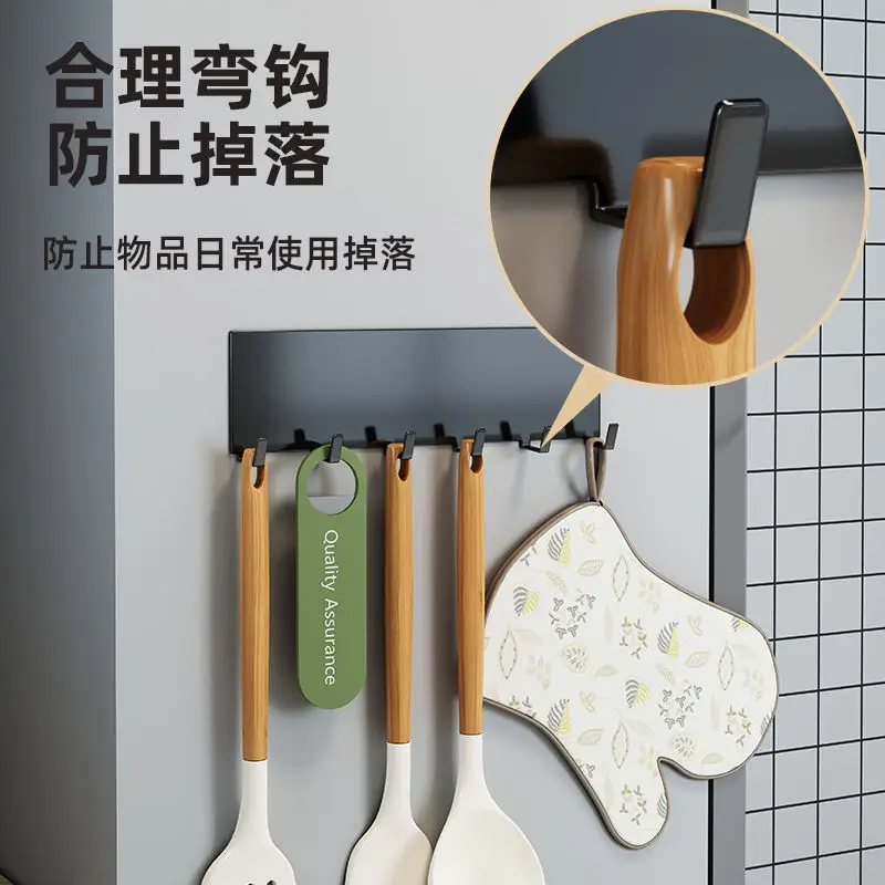 Magnetic Refrigerator Shelves Kitchen Wall Mounted Side Refrigerator Storage Rack Six Hooks Tissue Storage Multi-Purpose Hooks 5