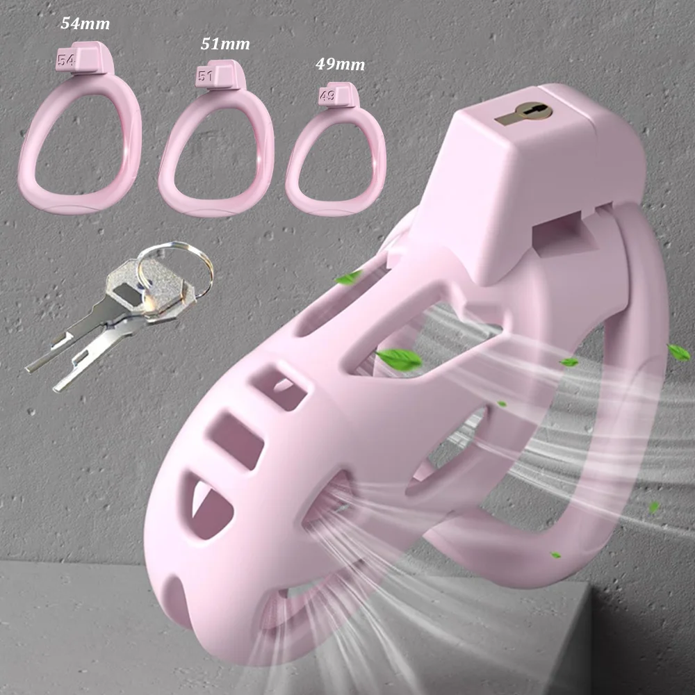 Neue Männliche Penis Lock Keuschheit Käfig mit Schloss Harz Jungfräulichkeit für Männer Atmungsaktive Cock Ring Penis Fetisch Zurückhalten Sex Spielzeug