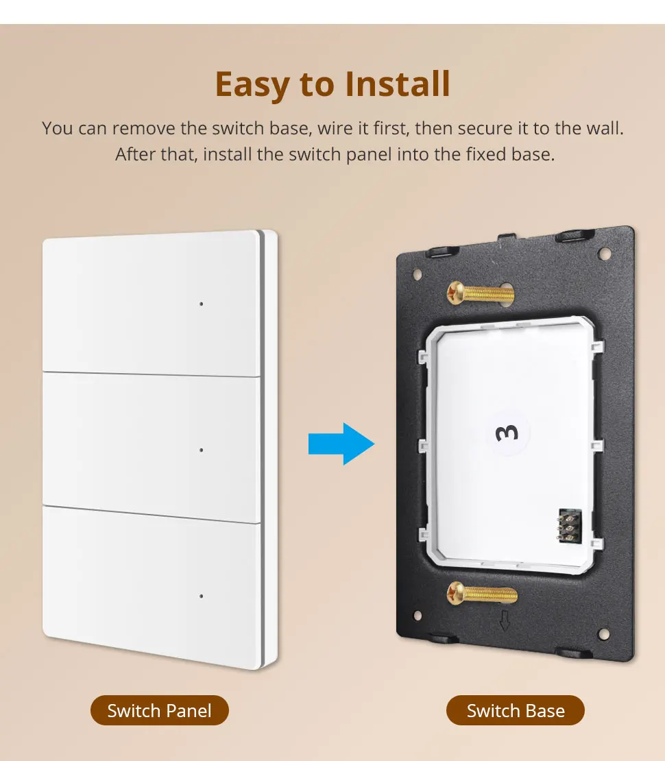 Matter WiFi Smart Wall Light Switch 1 2 3 4 Gangs Flame-retardant PC Material Pa