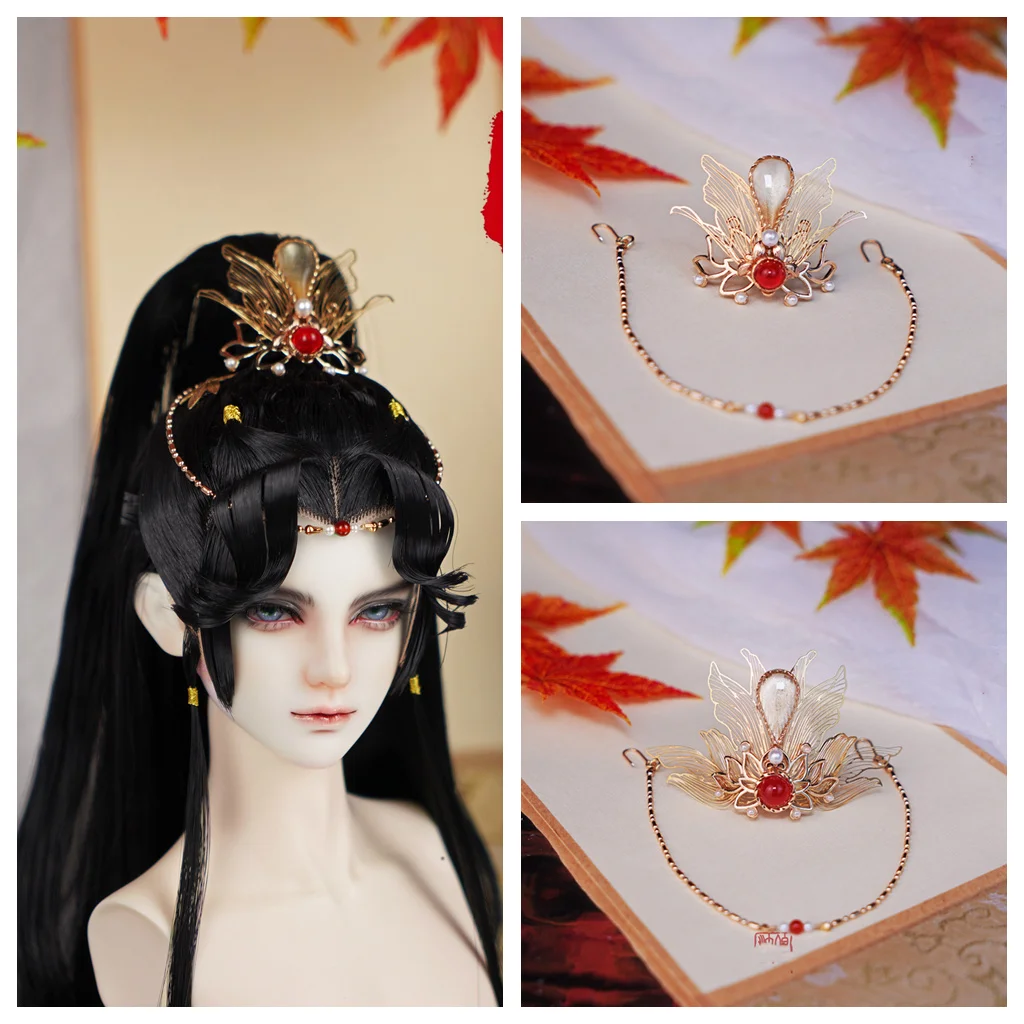 

1/3 Scale BJD Ancient Costume Hair Crown Samurai Wig Accessories Headwear For SD17 Big Girl SSDF ID72 Uncle Doll A1307
