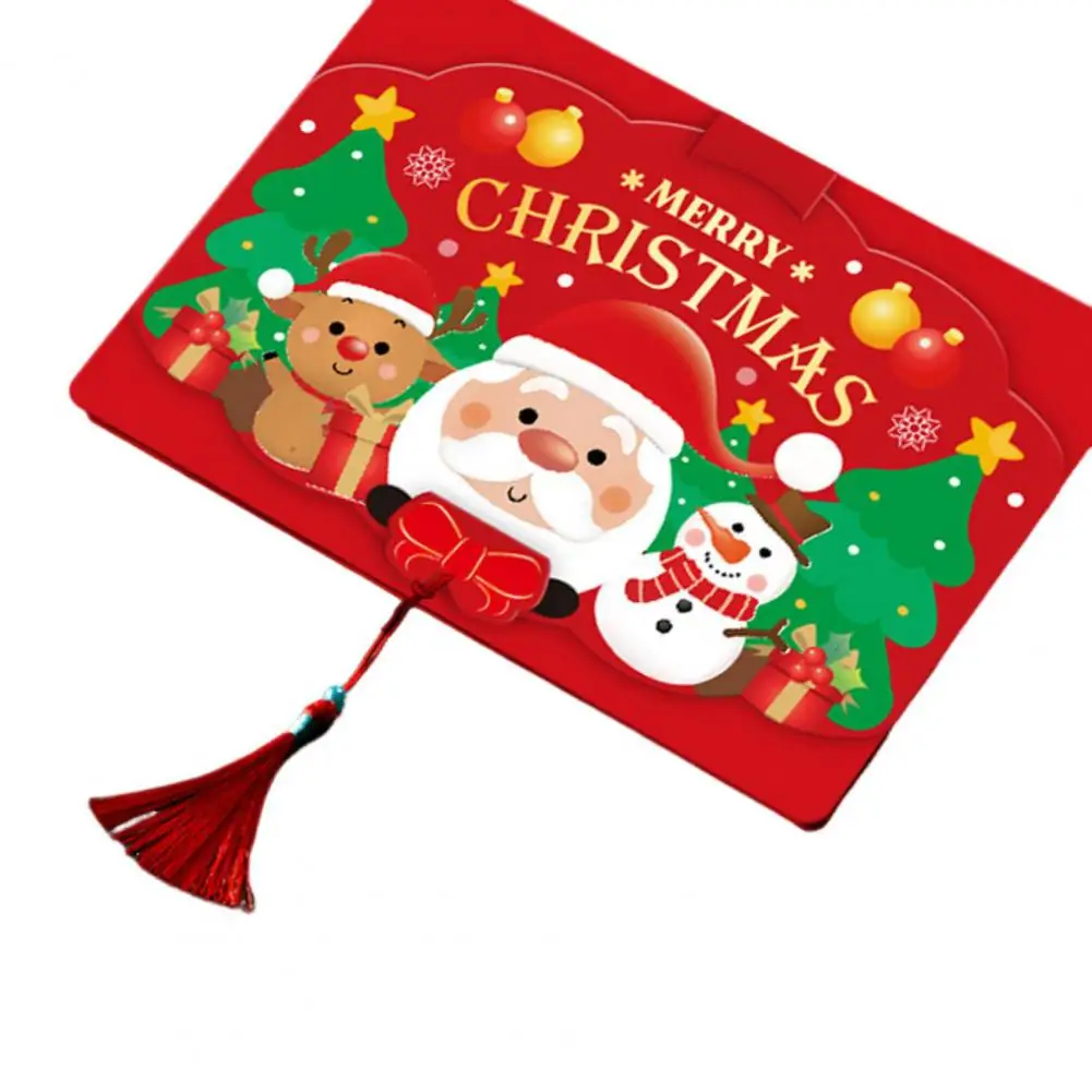 

Exquisite Christmas Card with Tassels Festive Christmas Blessing Cards Gold Stamping Tassels Creative Santa Claus for Kids'