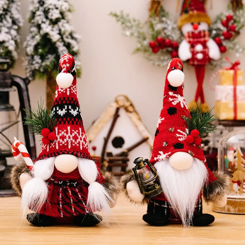 Christmas Decoration Supplies Striped Knit Hat Rudolph Hanging Legs Figurines Faceless Doll Gnome Ornament