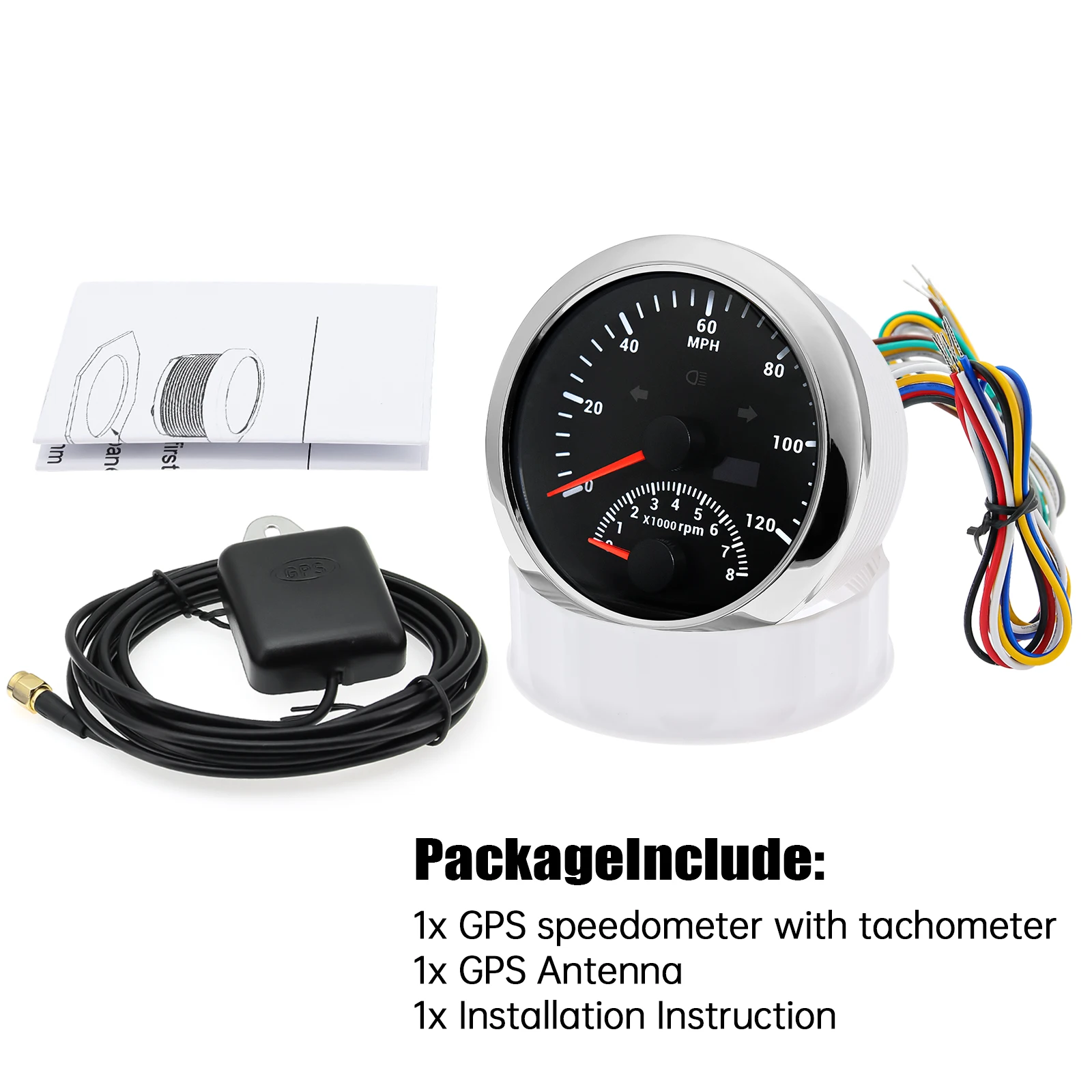 85mm GPS Speedometer With Tachometer 120KM/H 200KMH 120MPH For Car Truck Boat Sp