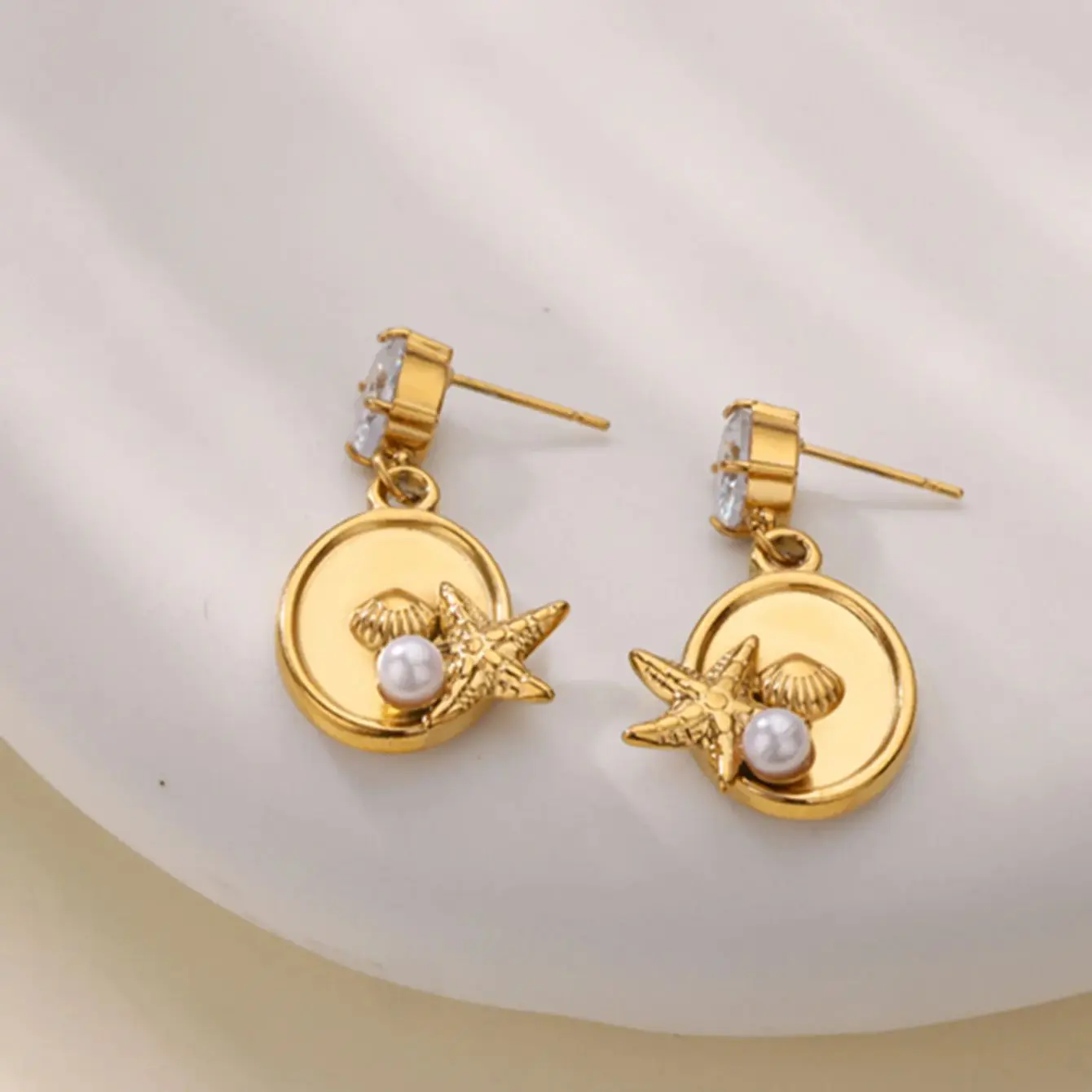 Luxury Zircon Starfish Stud Earrings For Women