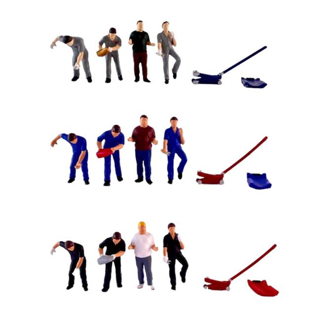 4Pcs 1/64 Scale Diorama Figures Painted for Model Building Kits Model Trains Architecture Model Micro Landscape Desktop Ornament