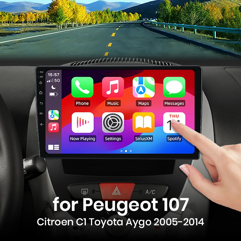 Para Peugeot 107 Citroen C1 Toyota Aygo 2005-2014 inalámbrico CarPlay Android Auto Radio GPS RDS WiFi BT 4G Multimedia estéreo 1