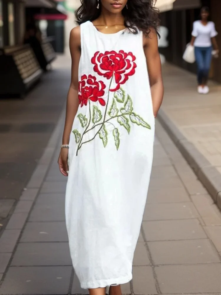 ZANZEA 여성용 민소매 원피스, 헐렁한 꽃무늬 프린트, 루즈 미디 원피스, 2024 여름 휴가 베스티도, 오버사이즈 캐주얼 탱크 롱 로브 ZANZEA 여성용 민소매 원피스, 헐렁한 꽃무늬 프린트, 루즈 미디 원피스, 2024 여름 휴가 베스티도, 오버사이즈 캐주얼 탱크 롱 로브