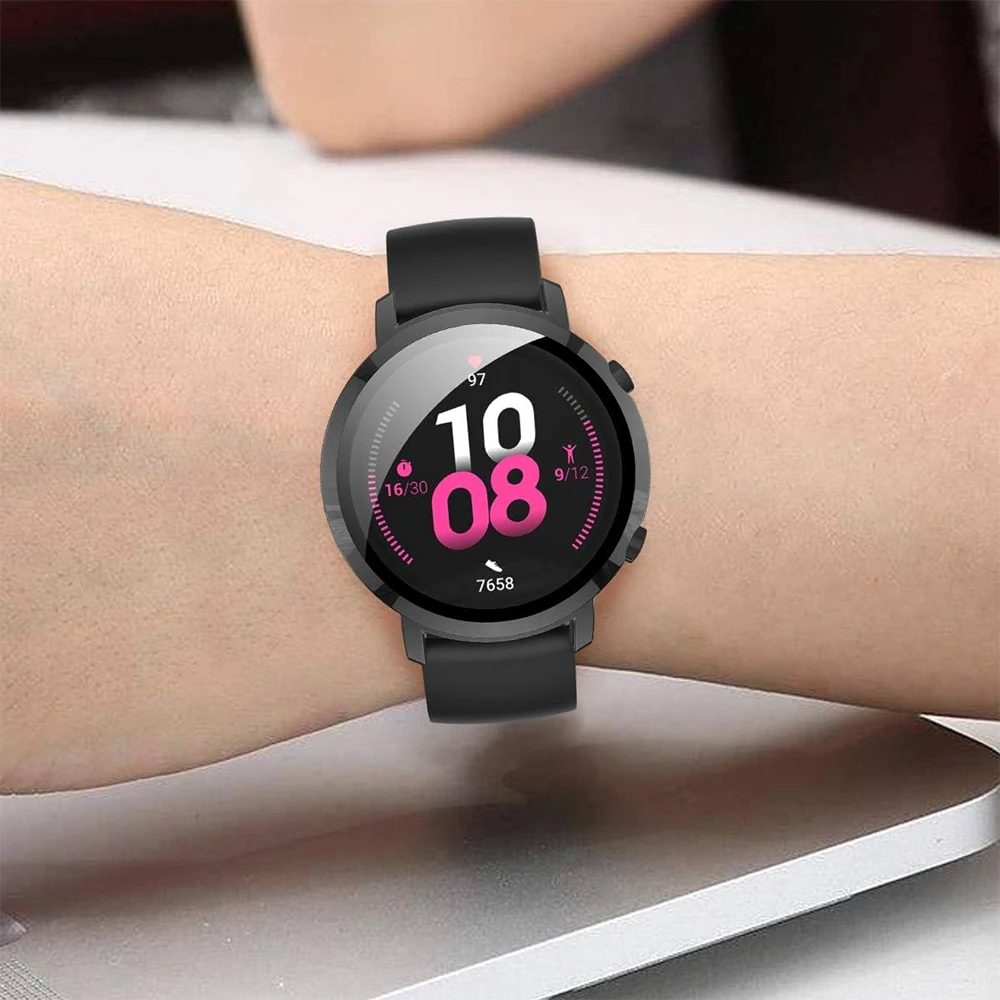Premium Tempered Glass Watch Case with Full Coverage Bumper Screen Protector