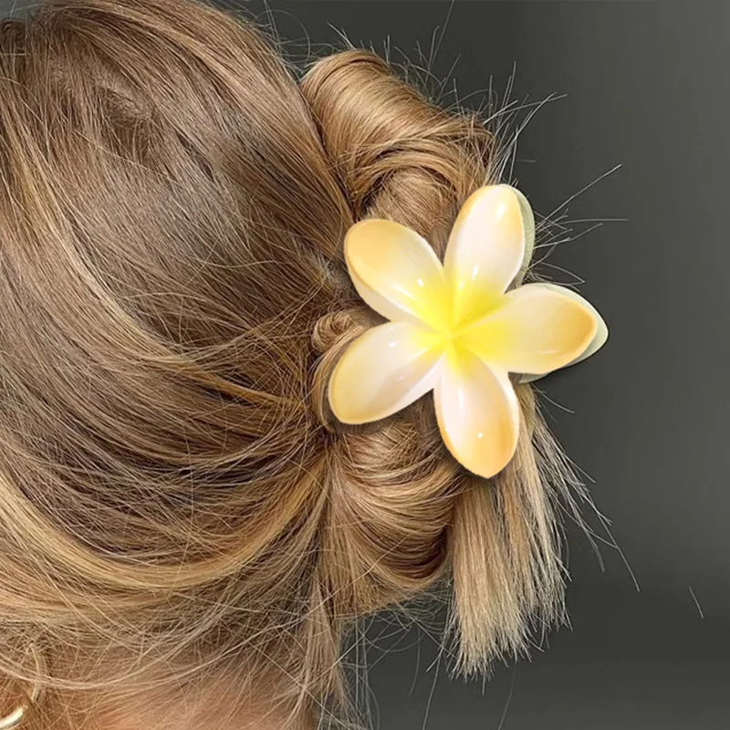 

1PCS Women Elegant Plastic Resin Ponytail Holder Egg Flower Hair Claw Crab Clip Flower Hair Clip Colored Hair Catches Beach