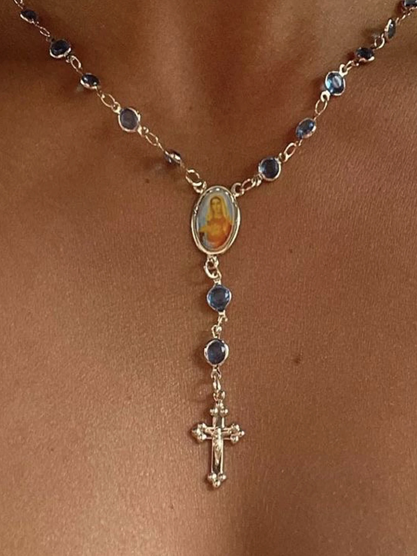 Retro Necklace Women Jewelry Trendy Y-Shaped Choker Cross Pendant