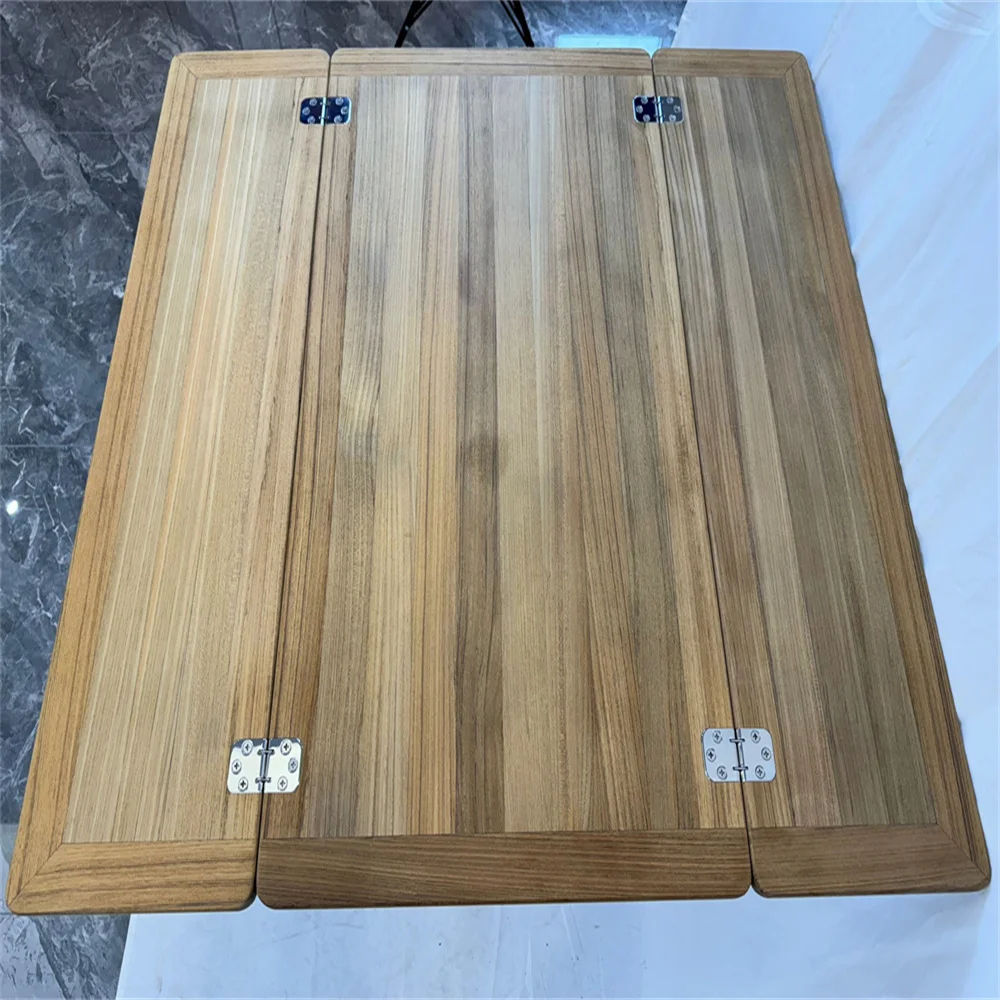 

Boat Folding Wings Teak Table Top 960/480x890mm,18.9/37.8X35 Inch Rectangular Plain Marine Yacht RV Caravan TW4889