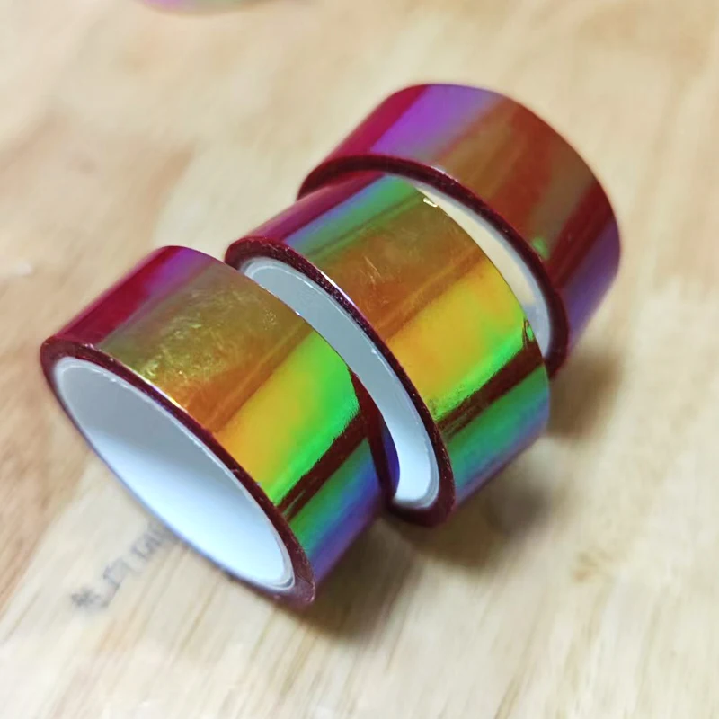 Iridescent Holographic Gradient Decorative Tape Set - Waterproof, Creative Stationery (3-Pack)