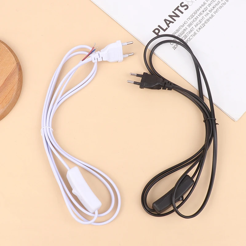 EU Plug LED Light Switch Cable Wire On/Off Switch Desk Lamp (6FT/1.8M) EU Plug Extension Connector Electric Cable