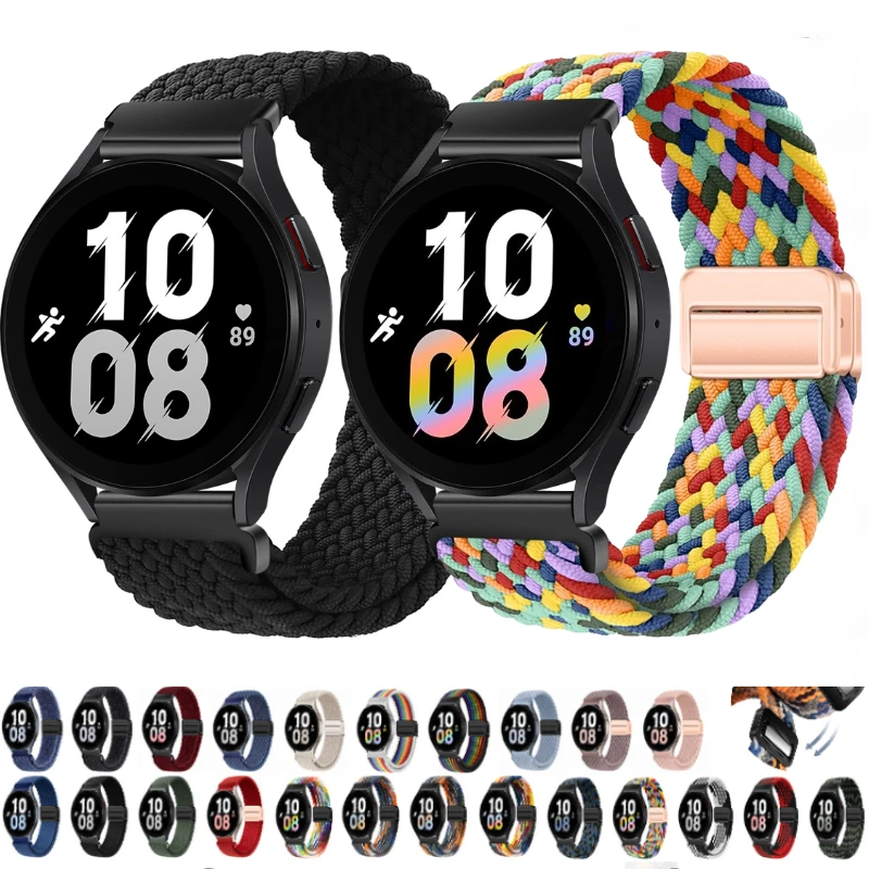 20mm 22mm Braided Nylon Strap for  Huawei Watch GT/GT3 Pro/Samsung Galaxy Watch 6 5 4 Magnetic Bracelet for Amazfit GTR/GTS Band