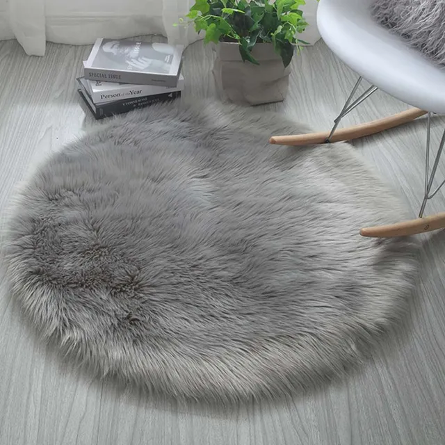 Round Faux Fur Fluffy Rug 4