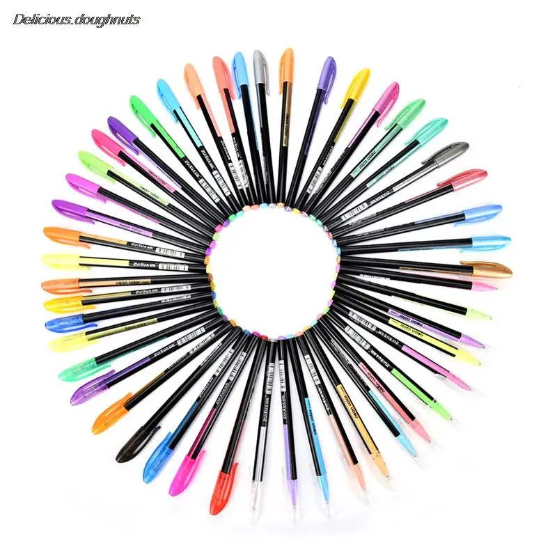 

48 Colors Gel Pens Refills Rollerball Pastel Neon Glitter Sketch Drawing Pen Set Markers Marker Manga Aquarela Capinhas