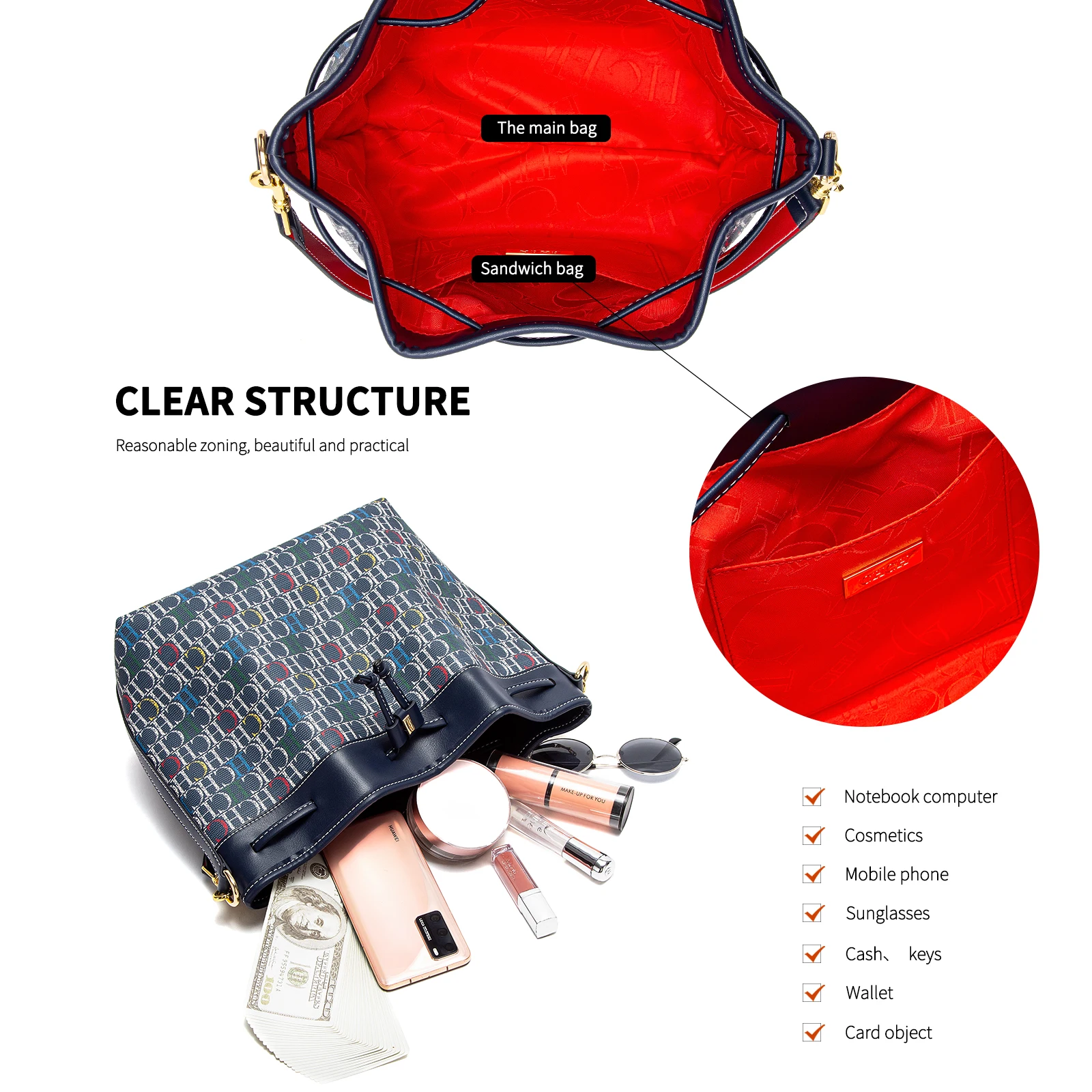 حقيبة كروس نسائية عصرية جديدة ذات سعة كبيرة بتصميم...