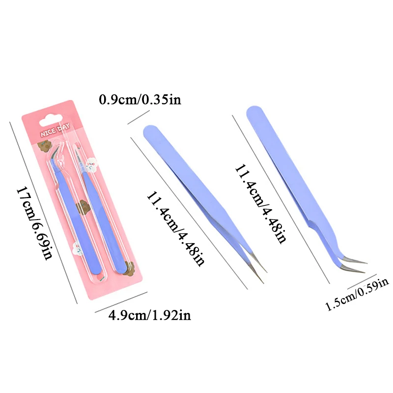 2Pcs Straight Curved Tweezers Stainless Steel Tweezers DIY Scrapbooking  Paper Tape Stickers Multi-Function Tool Tweezer