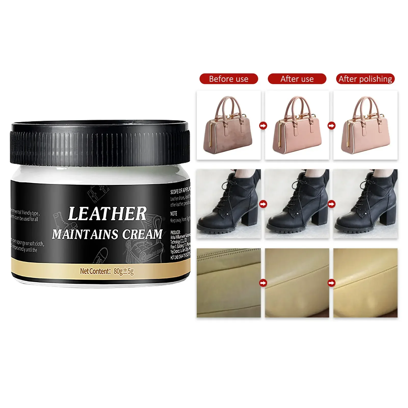 Leather Cream Conditioner for Pant Bag Shoes Furniture Car Seats leather cleaner