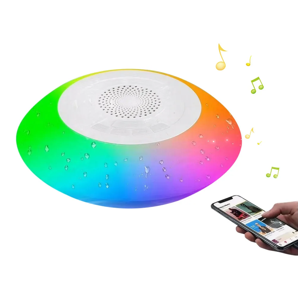 רמקול בריכה צפה עם תאורה צבעונית רמקול BT עמיד למים IPX7 רמקול חם אלחוטי לשימוש בחוץ / בריכה / חוף