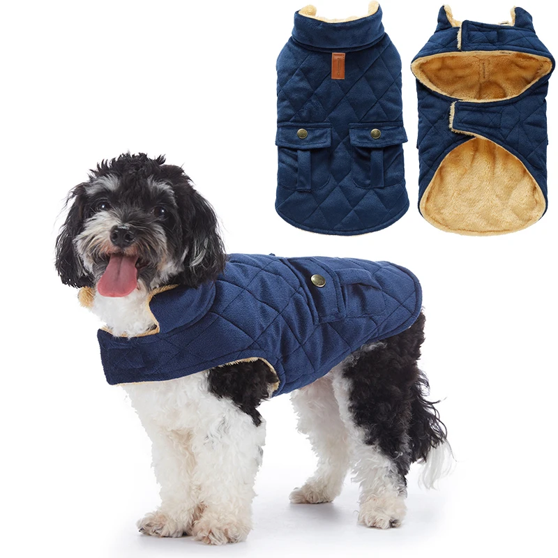 Stylish Winter Plush Dog Jacket with Pockets