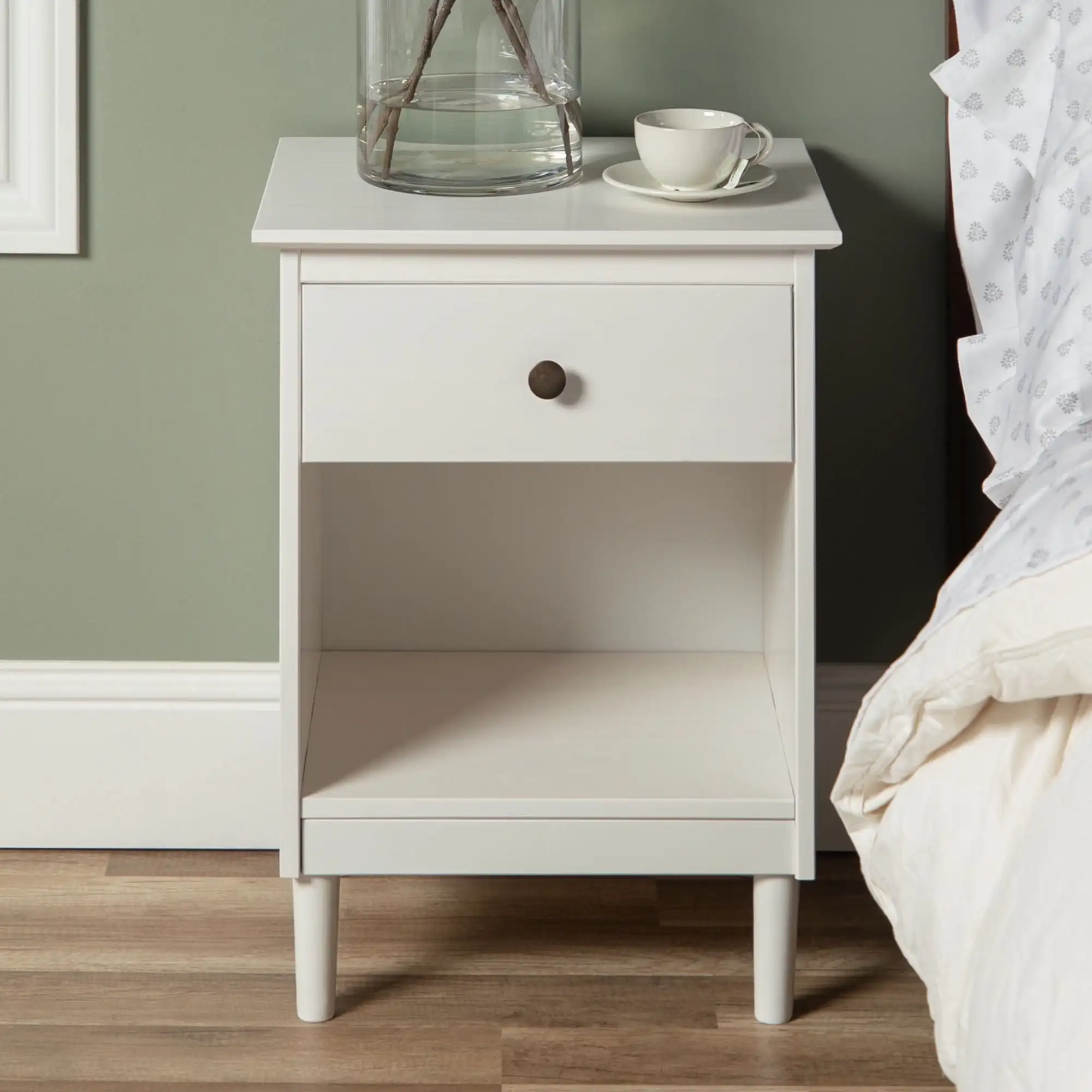 

Walker Edison Wright Mid-Century Nightstand, White