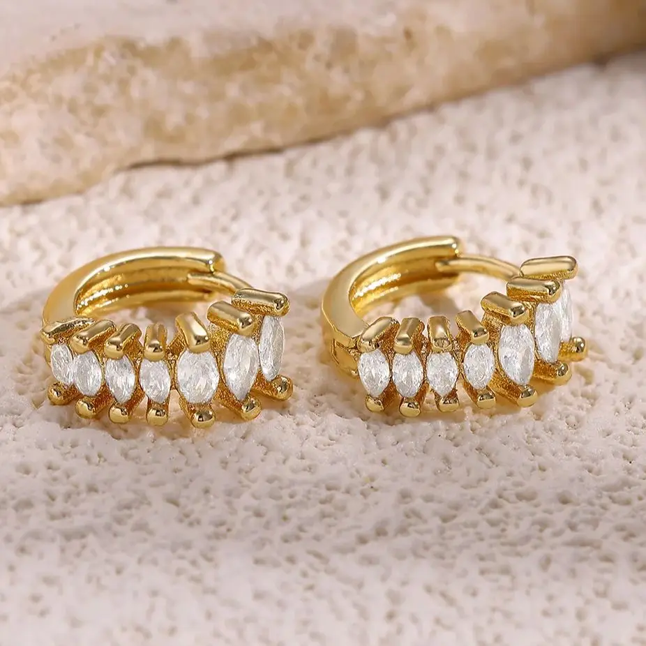 Marquise CZ Hoop Earrings for Women