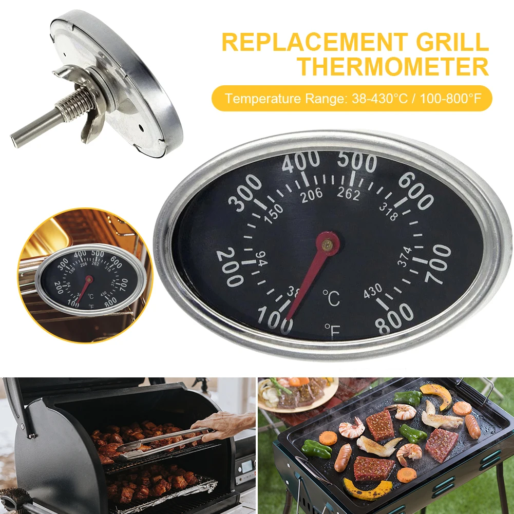 GrillLidThermometerReplacementBarbecueBBQTempGaugeAccurateGas